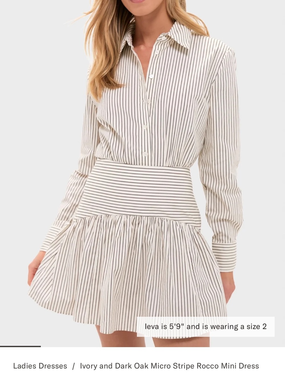 STAUD Ivory and Dark Oak Micro-Stripe Rocco Mini Dress